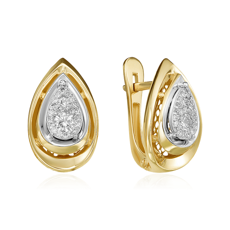 Серьги с бриллиантами из желтого золота 585 пробы (арт. 118485)