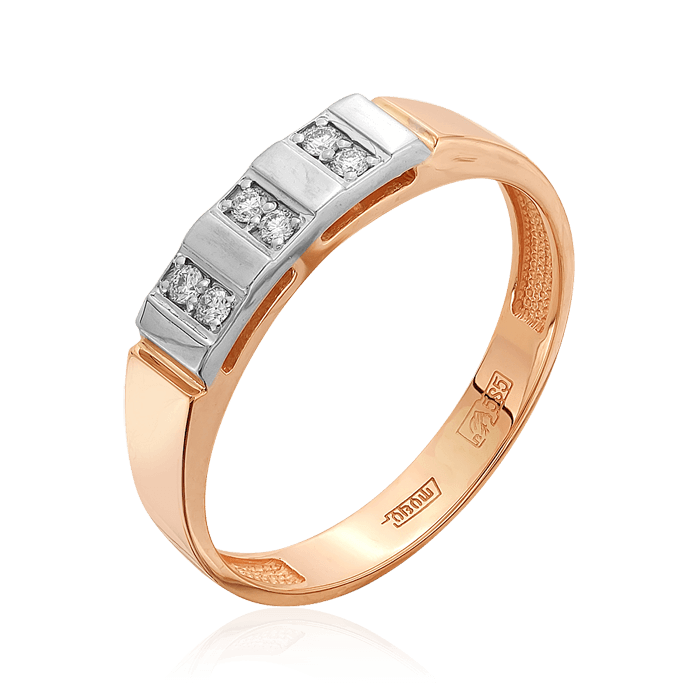 Мужское кольцо с бриллиантами из красного золота 585 пробы, фото № 1
