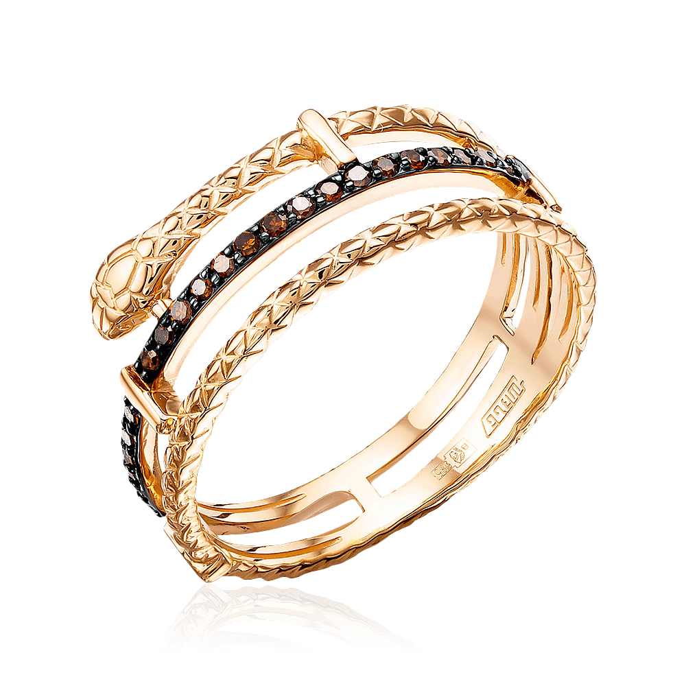 Кольцо с бриллиантами из красного золота 585 пробы (арт. 102324)