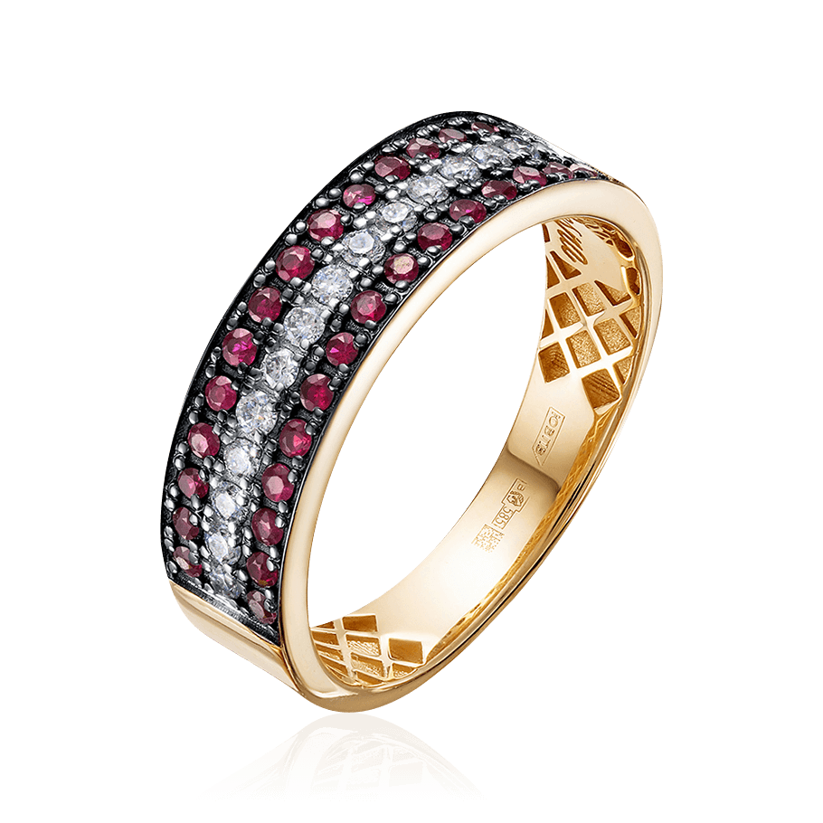 Кольцо с рубином, бриллиантами из красного золота 585 пробы (арт. 104835)
