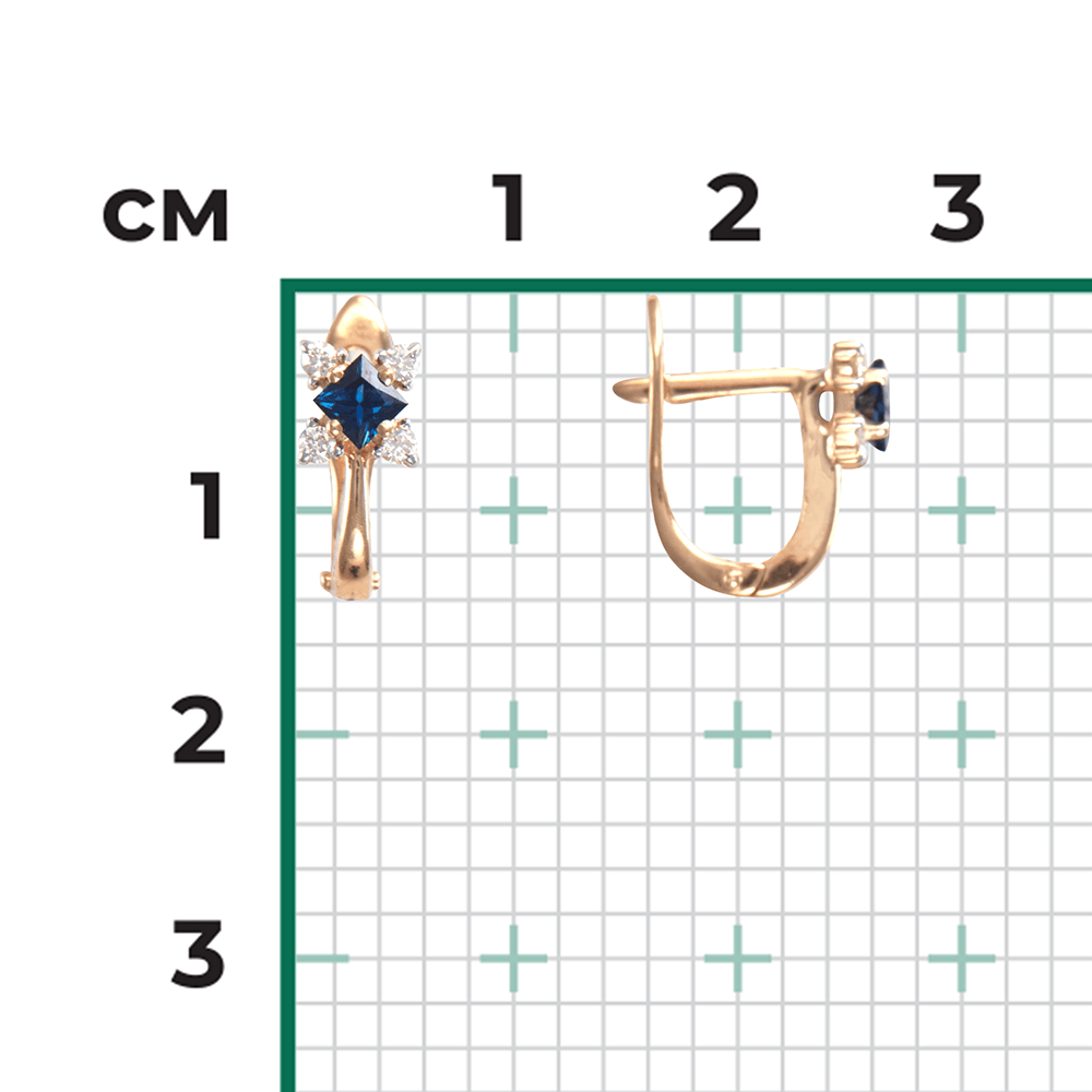 Серьги с сапфиром, бриллиантами из красного золота 585 пробы, фото № 3