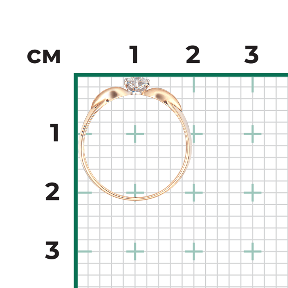 Кольцо с 1 бриллиантом из комбинированного золота 585, фото № 3