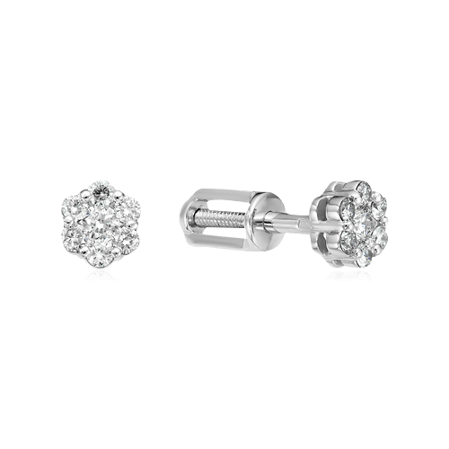 Серьги гвоздики с бриллиантами из белого золота 585 пробы (арт. 117936)