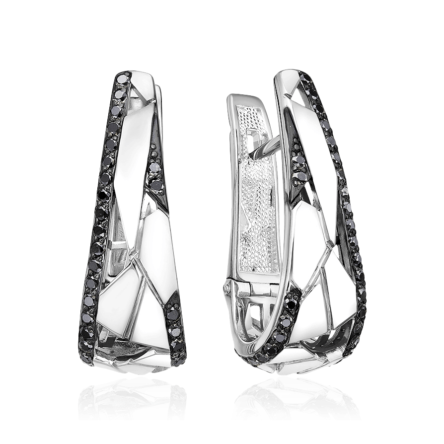 Серьги с бриллиантами из белого золота 585 пробы (арт. 91205)