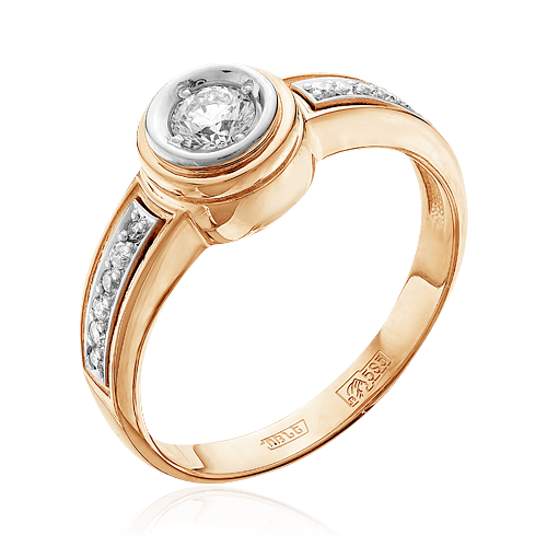 Мужское кольцо с бриллиантами из комбинированного золота 585 пробы (арт. 49105)