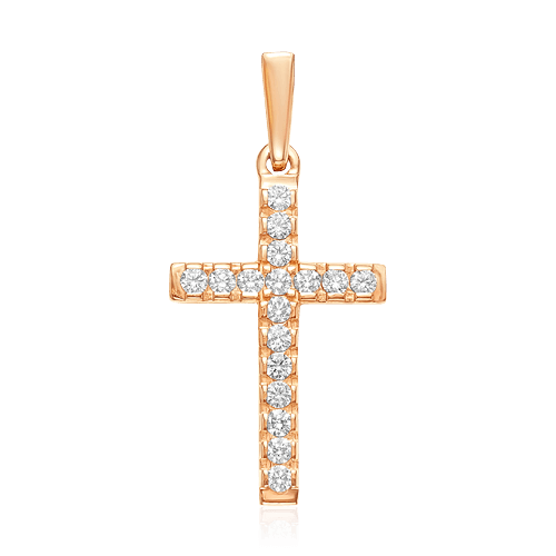 Крест с бриллиантами из красного золота 585 пробы (арт. 59471)