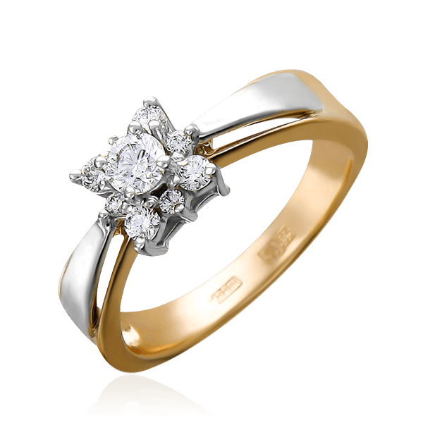 Кольцо с бриллиантами из комбинированного золота 585, фото № 1