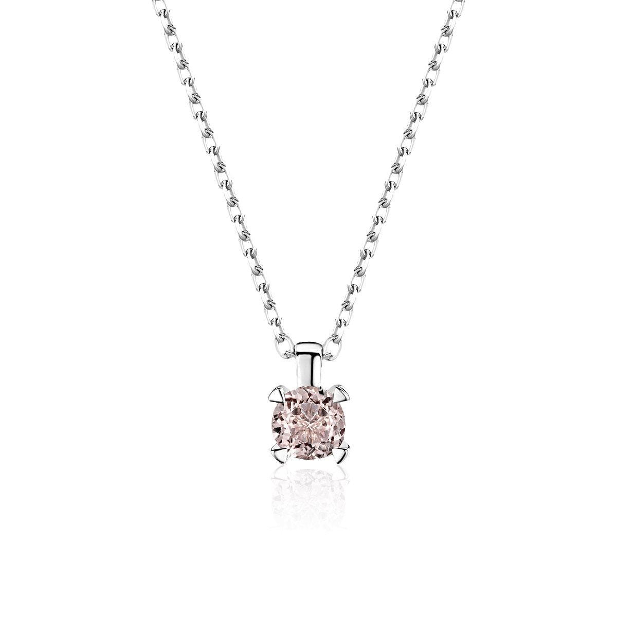 Колье с кунцитом из белого золота 585 пробы, фото № 1