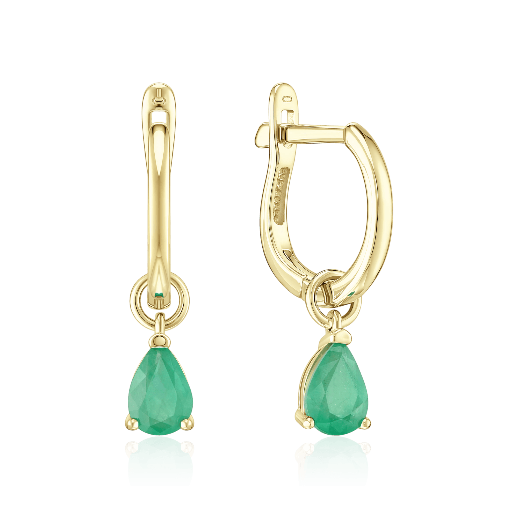 Серьги с изумрудом из желтого золота 585 пробы (арт. 130972)