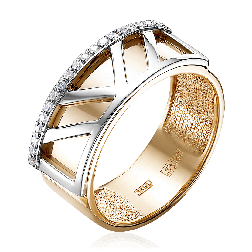 Кольцо с бриллиантами из комбинированного золота 585 (арт. 88981)