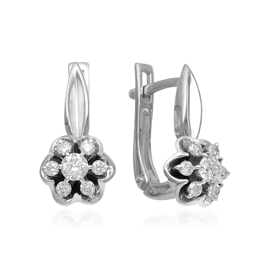 Серьги с бриллиантами из белого золота 585 пробы, фото № 1