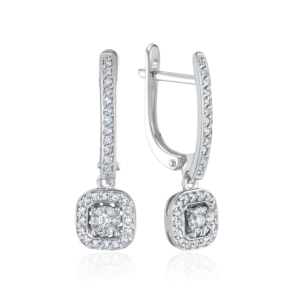 Серьги с бриллиантами из белого золота 585 пробы (арт. 117493)