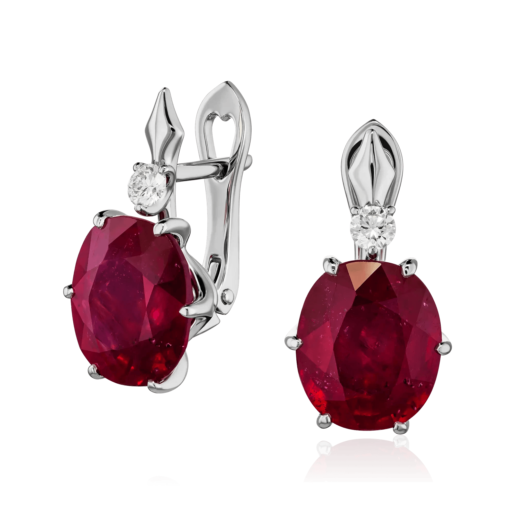 Серьги с рубином, бриллиантами из платины 950 пробы (арт. 130585)