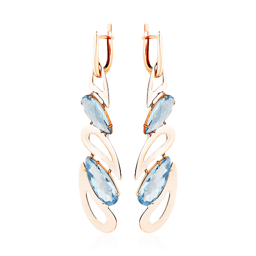 Серьги с топазом из красного золота 585 пробы (арт. 87125)