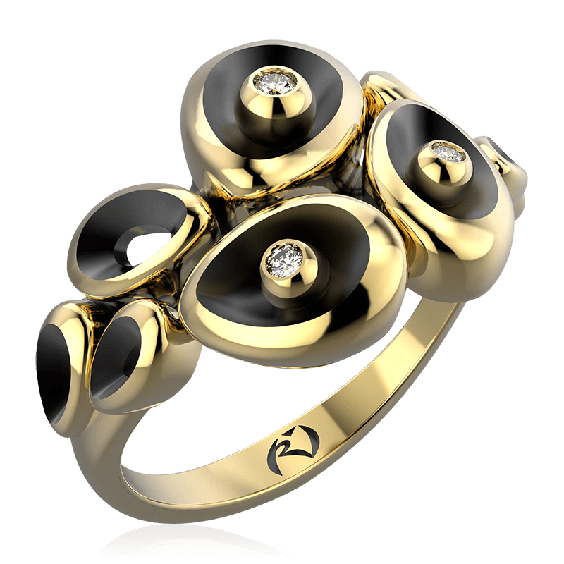 Кольцо с бриллиантами из комбинированного золота 585 (арт. 50437)