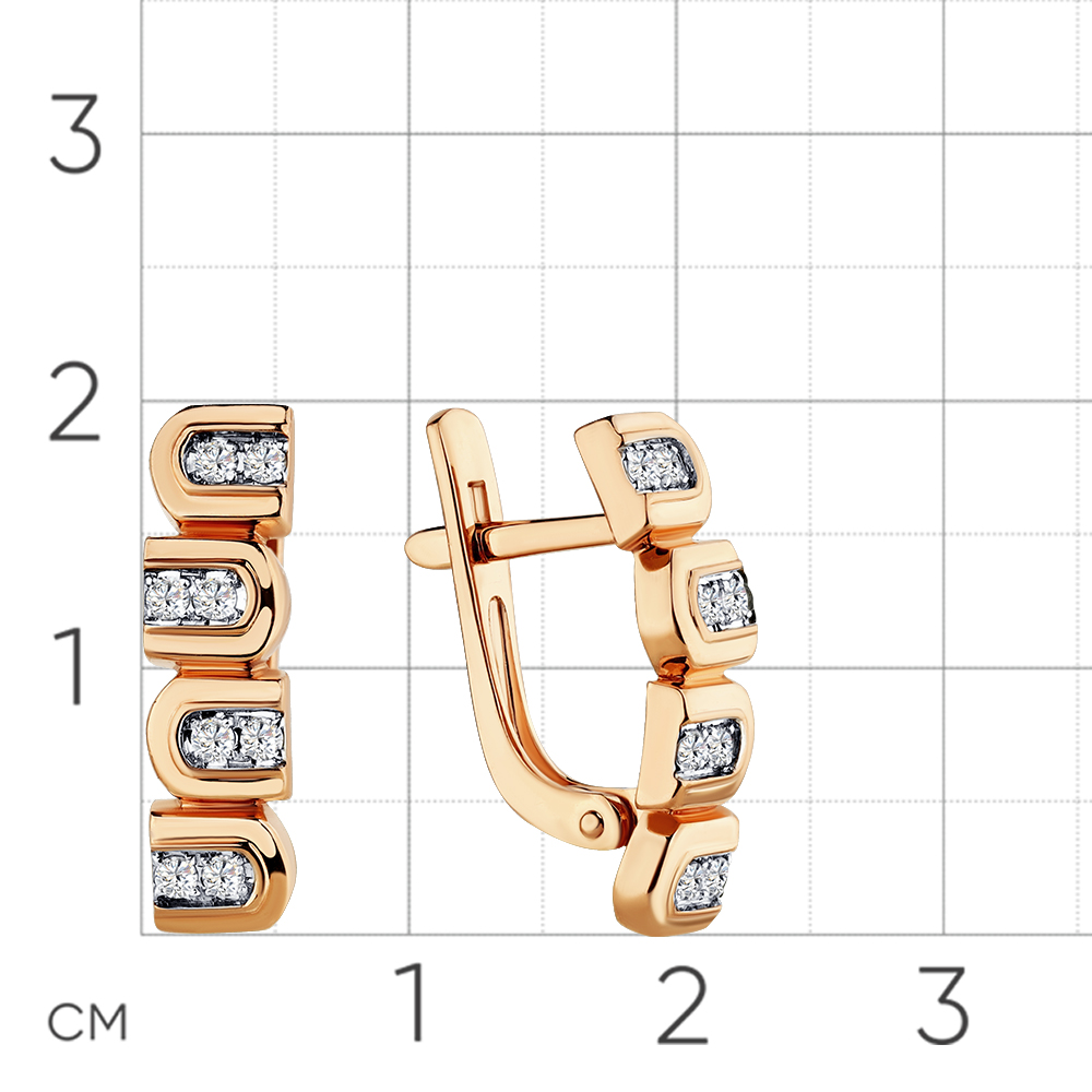 Серьги с бриллиантами из красного золота 585 пробы, фото № 2