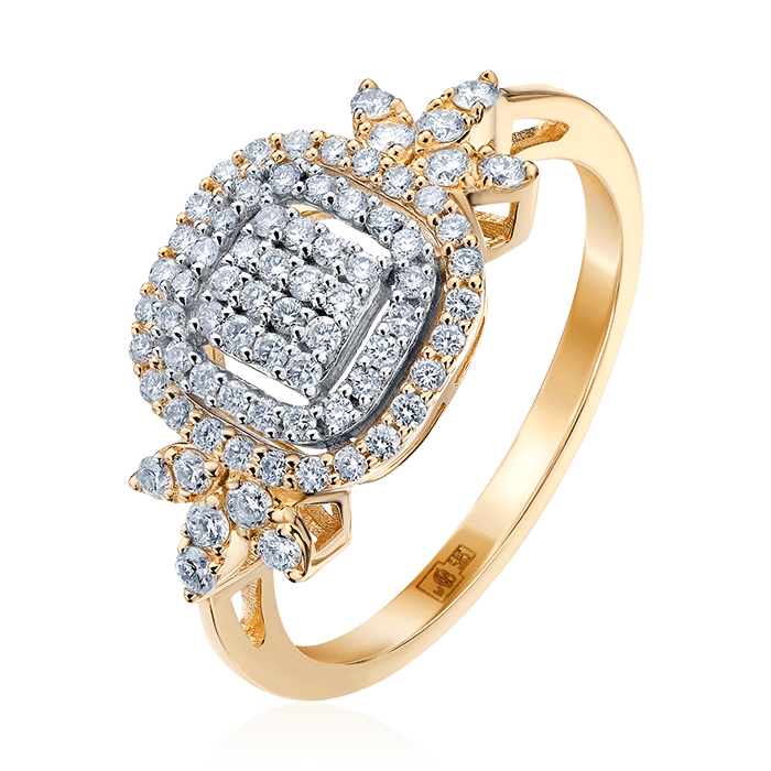 Кольцо с бриллиантами из комбинированного золота 585 (арт. 81641)