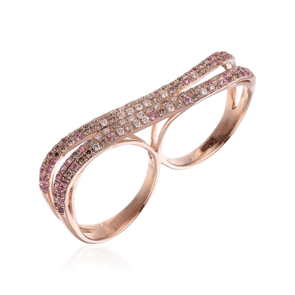 Кольцо с сапфиром, бриллиантами из красного золота 585 пробы (арт. 133688)