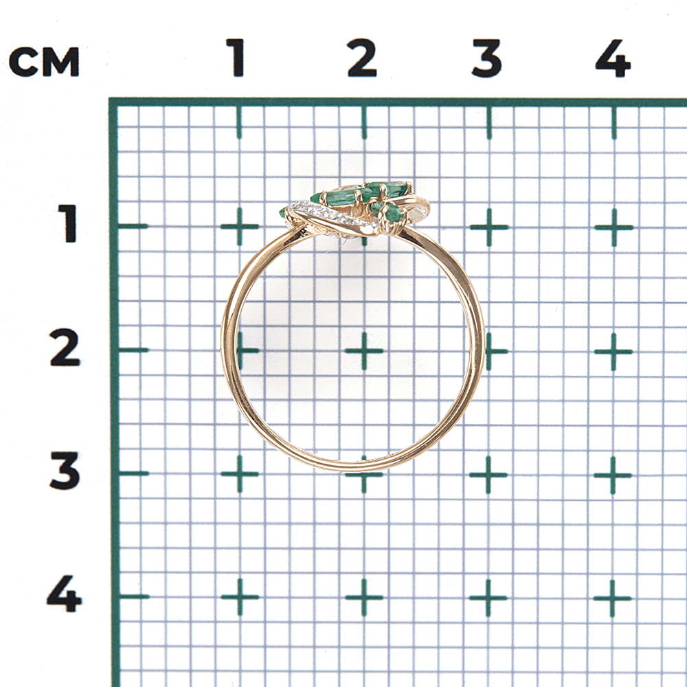 Кольцо с изумрудом, бриллиантами из красного золота 585 пробы, фото № 3