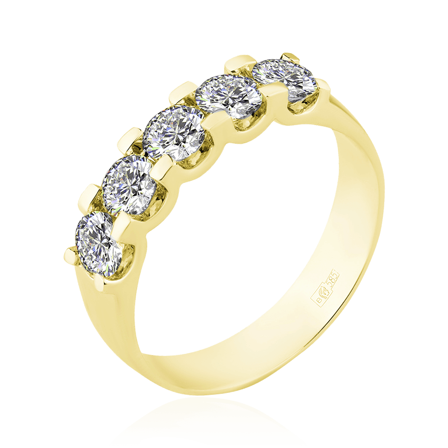 Кольцо с бриллиантами из желтого золота 585 пробы (арт. 91935)