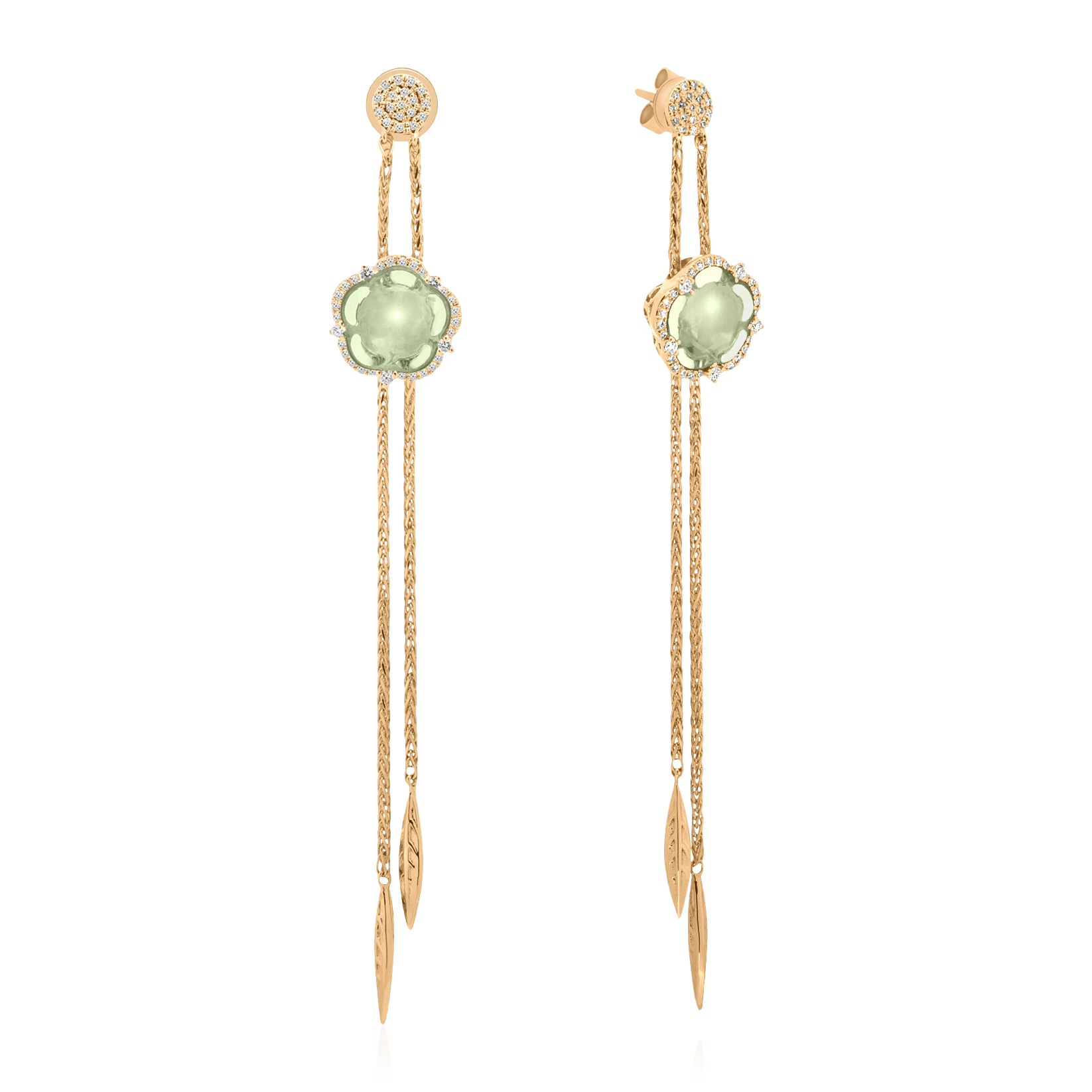 Серьги с аметистом, бриллиантами из желтого золота 585 пробы (арт. 96757)