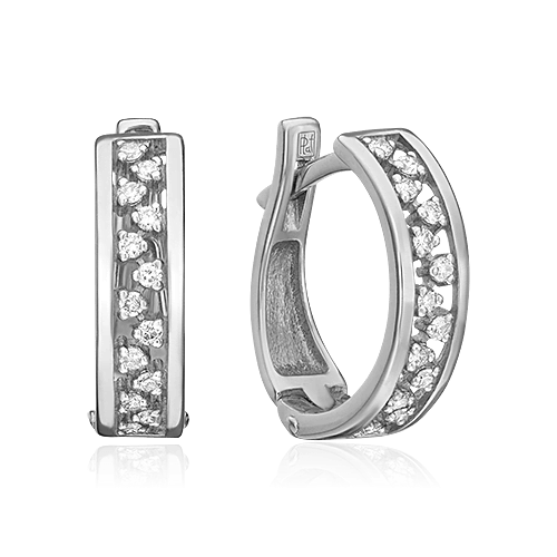 Серьги с бриллиантами из белого золота 585 пробы, фото № 1