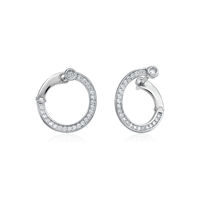 Серьги с бриллиантами из белого золота 585 пробы, фото № 1