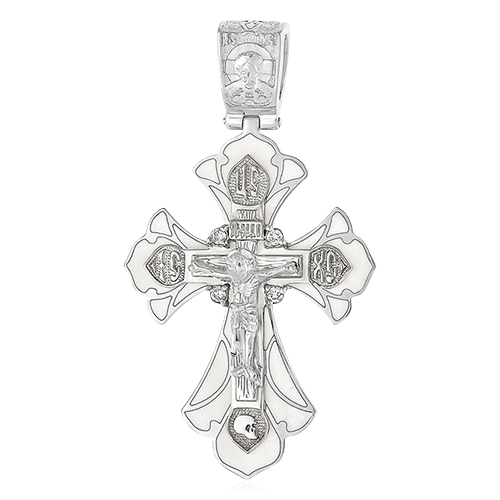Крест с бриллиантами из белого золота 585 пробы (арт. 82458)