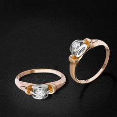 Кольцо с бриллиантами из комбинированного золота 585 пробы (арт. 41045)