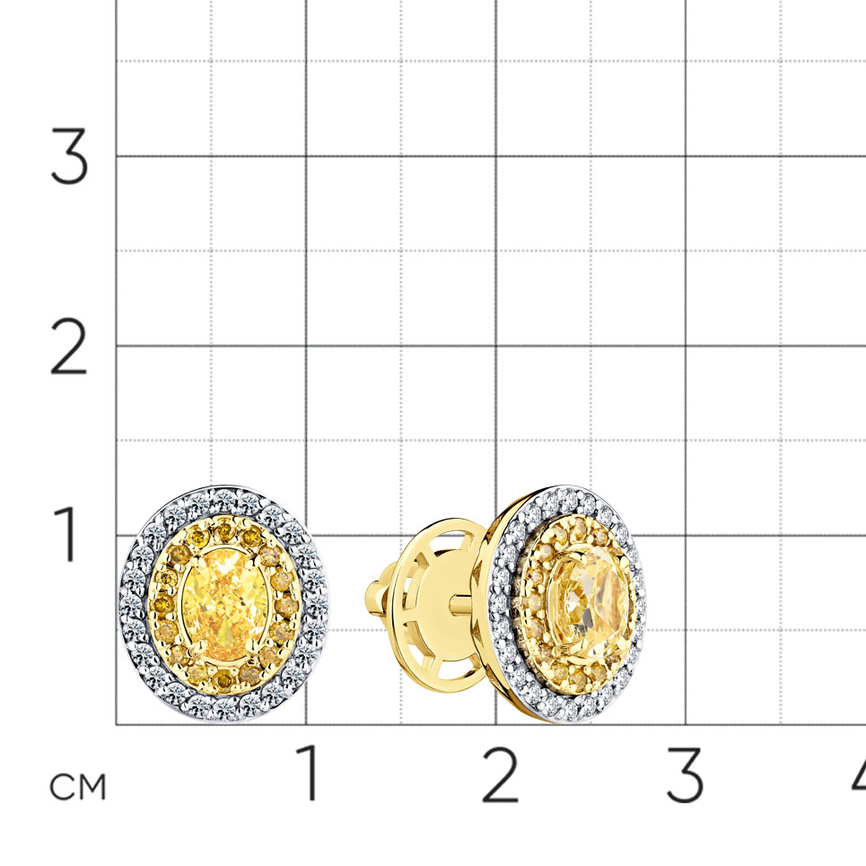 Серьги с бриллиантами из желтого золота 585 пробы, фото № 2
