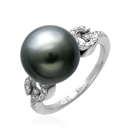 

Кольцо с жемчугом и бриллиантами из белого золота 750 пробы "Magic Sphere"