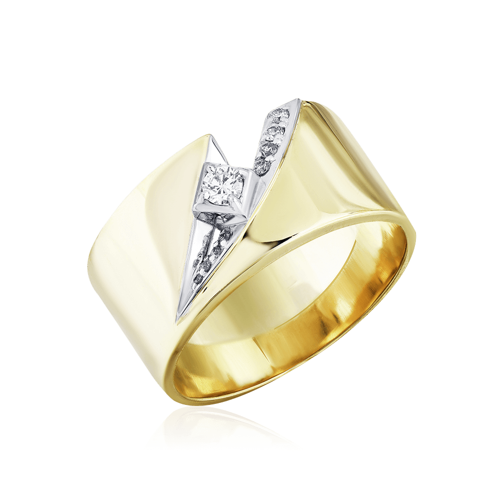 Кольцо с бриллиантами из комбинированного золота 585 пробы (арт. 92955)