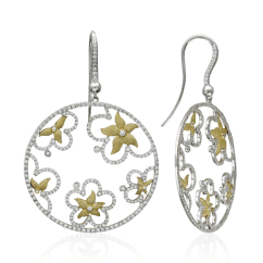 Серьги с бриллиантами из комбинированного золота 750 пробы (арт. 16220)
