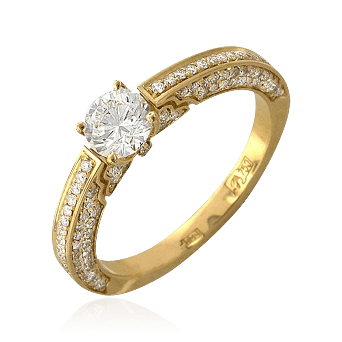 Кольцо с бриллиантами из желтого золота 750, фото № 1