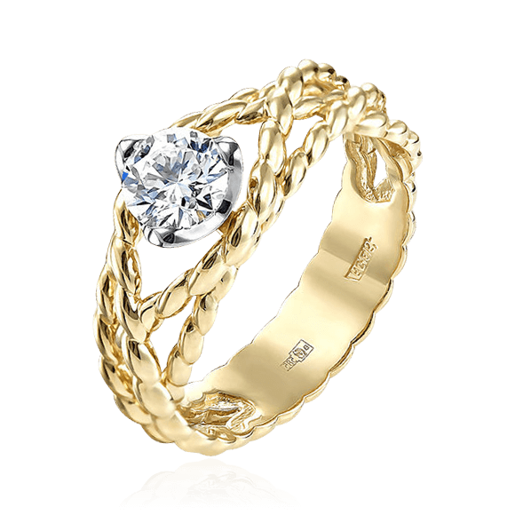Кольцо с 1 бриллиантом из комбинированного золота 585 (арт. 69256)