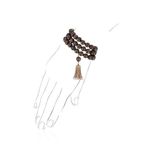 Браслет с бусинами агарового дерева, бриллиантами из красного золота 585 пробы, фото № 1