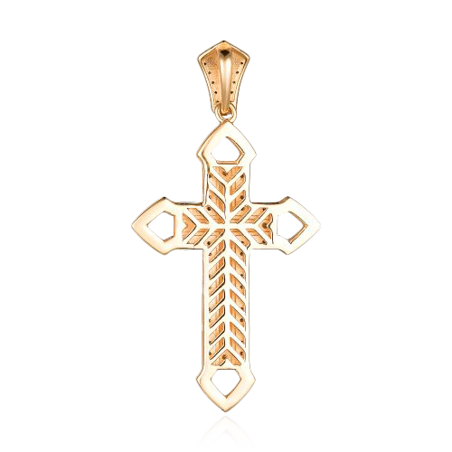 Крестик с бриллиантами из красного золота 585 пробы, фото № 2