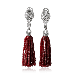 Серьги с рубином, бриллиантами из белого золота 750 пробы (арт. 48788)