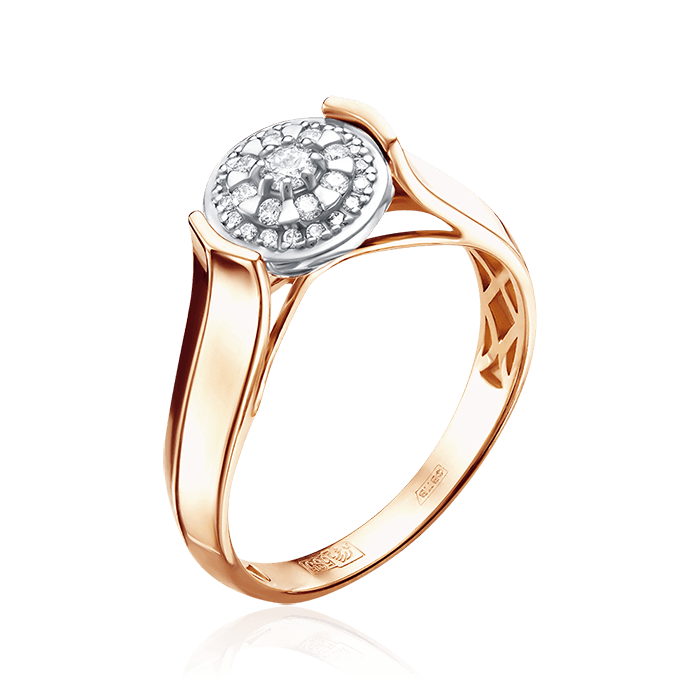 Кольцо с бриллиантами из красного золота 585 (арт. 80802)