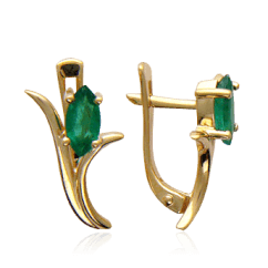 Серьги с изумрудом из красного золота 585 пробы (арт. 15504)