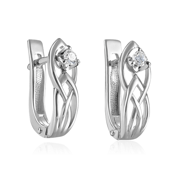 Серьги с бриллиантами из белого золота 585 пробы, фото № 1
