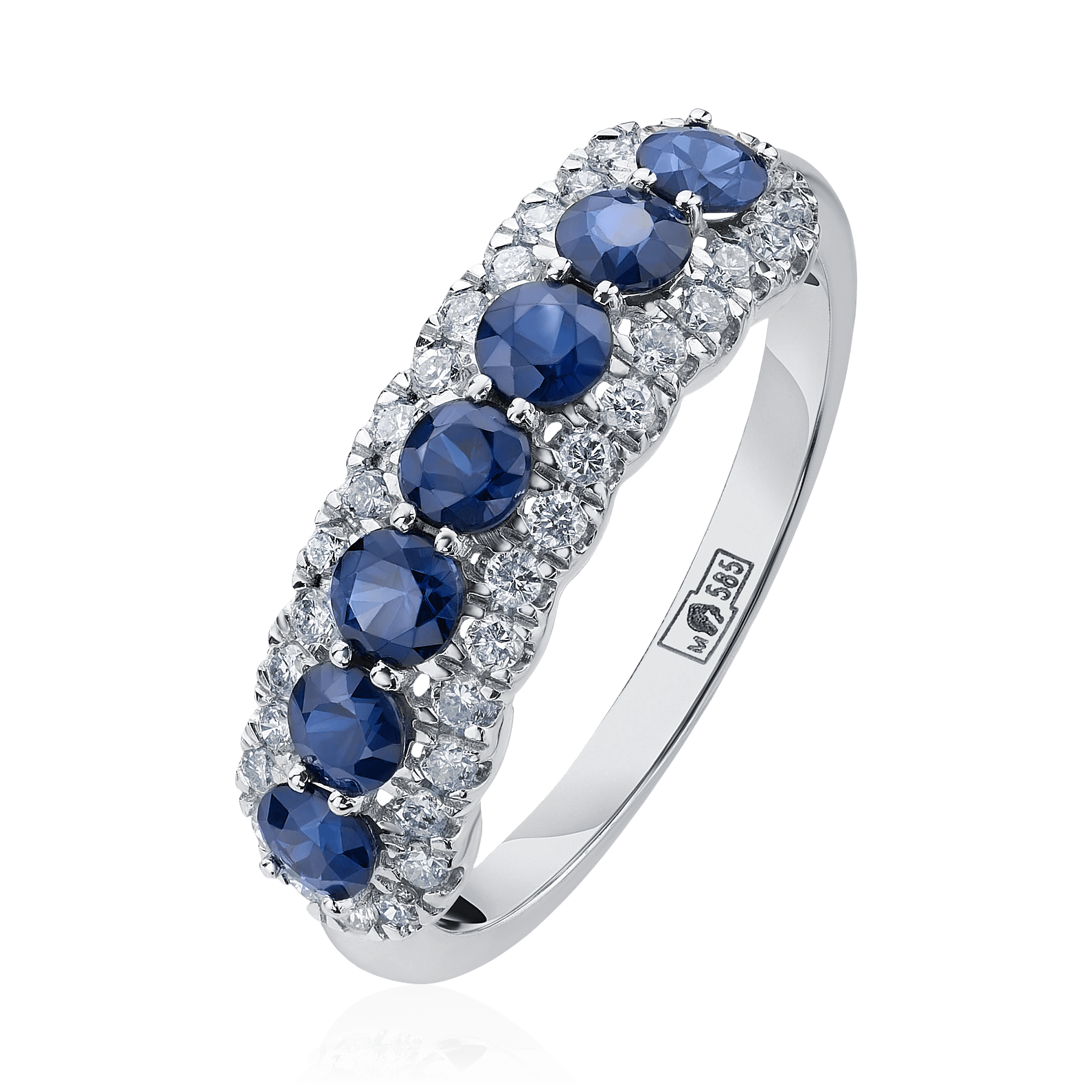 Кольцо с сапфиром из белого золота 585 пробы, фото № 1