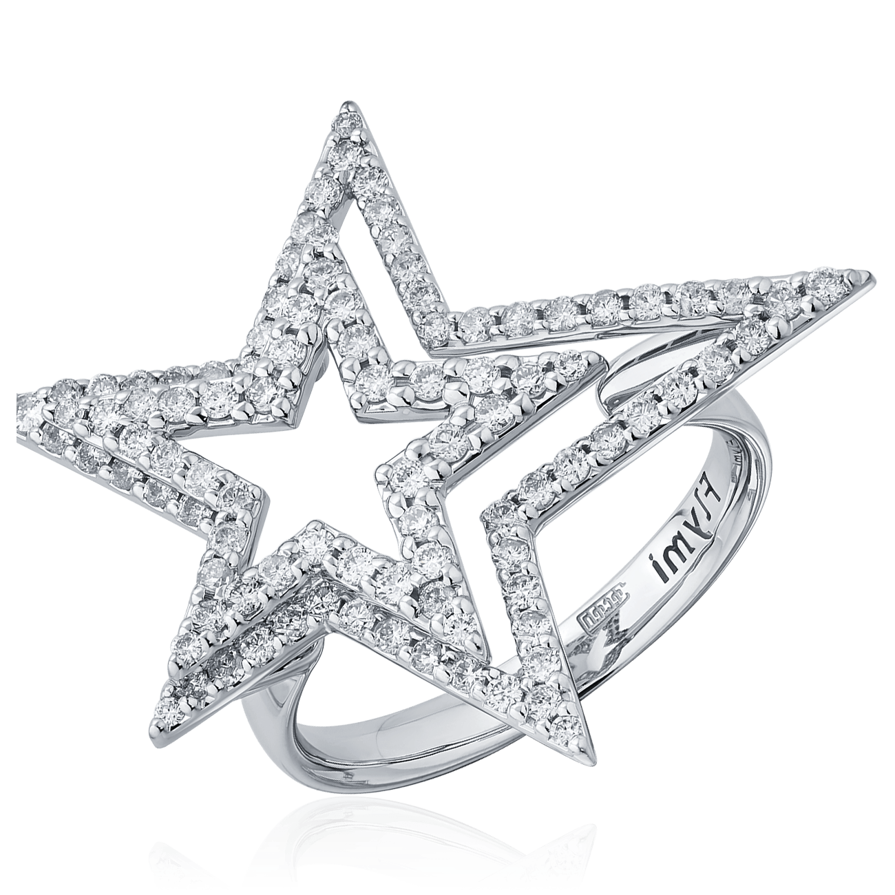 Кольцо Звезды с бриллиантами из белого золота 585 (арт. 72243)