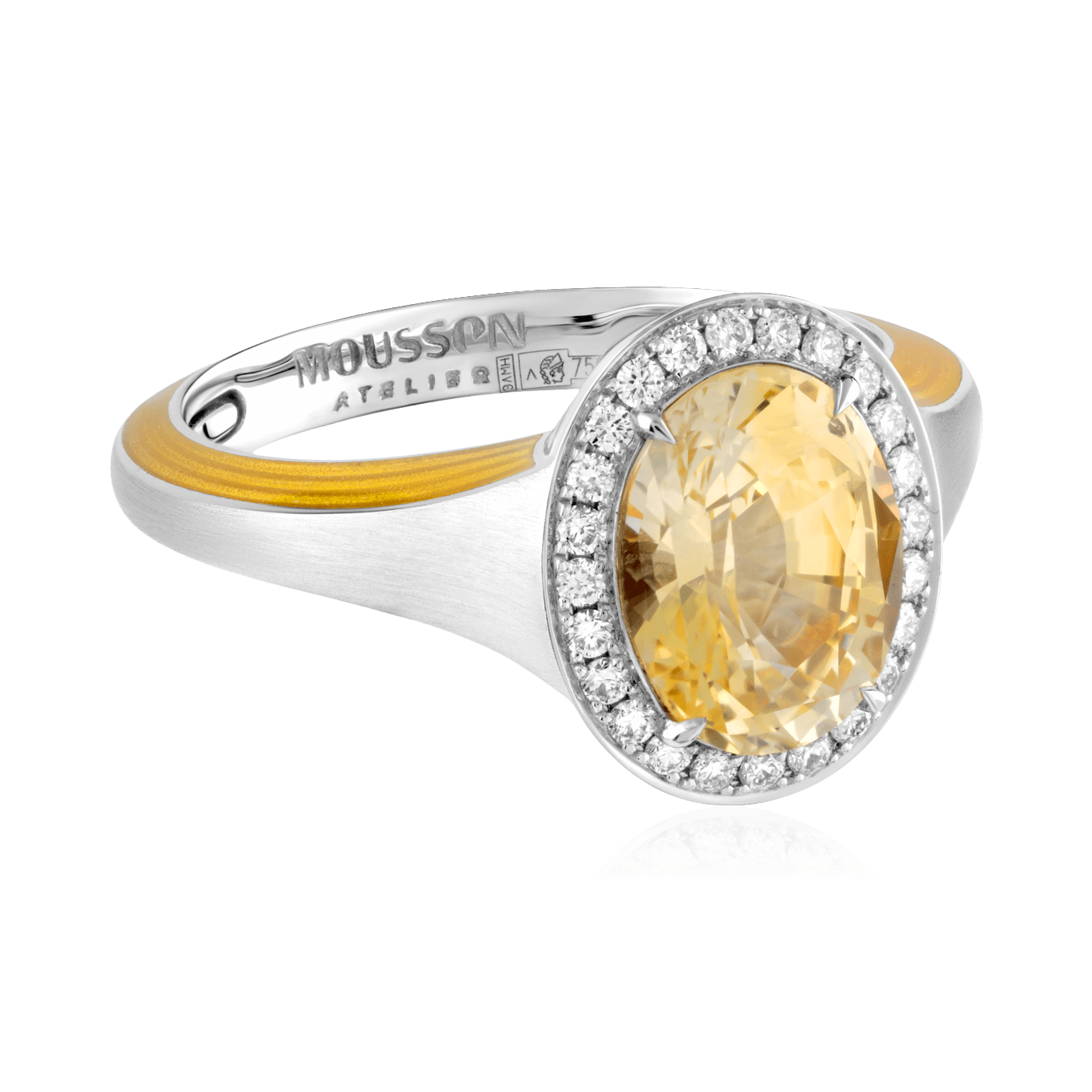 Кольцо с сапфиром, бриллиантами, эмалью из желтого золота 750 пробы, фото № 3