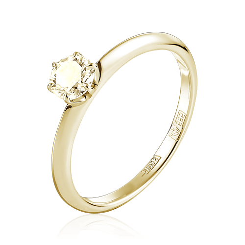 Кольцо с 1 бриллиантом из желтого золота 585 (арт. 79770)