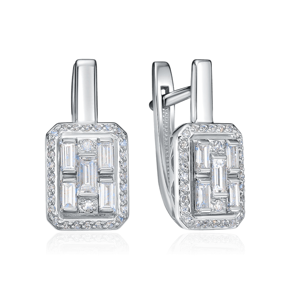 Серьги с бриллиантами из белого золота 585 пробы (арт. 132325)