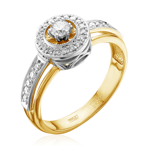 Кольцо с бриллиантами из желтого золота 585 (арт. 52523)