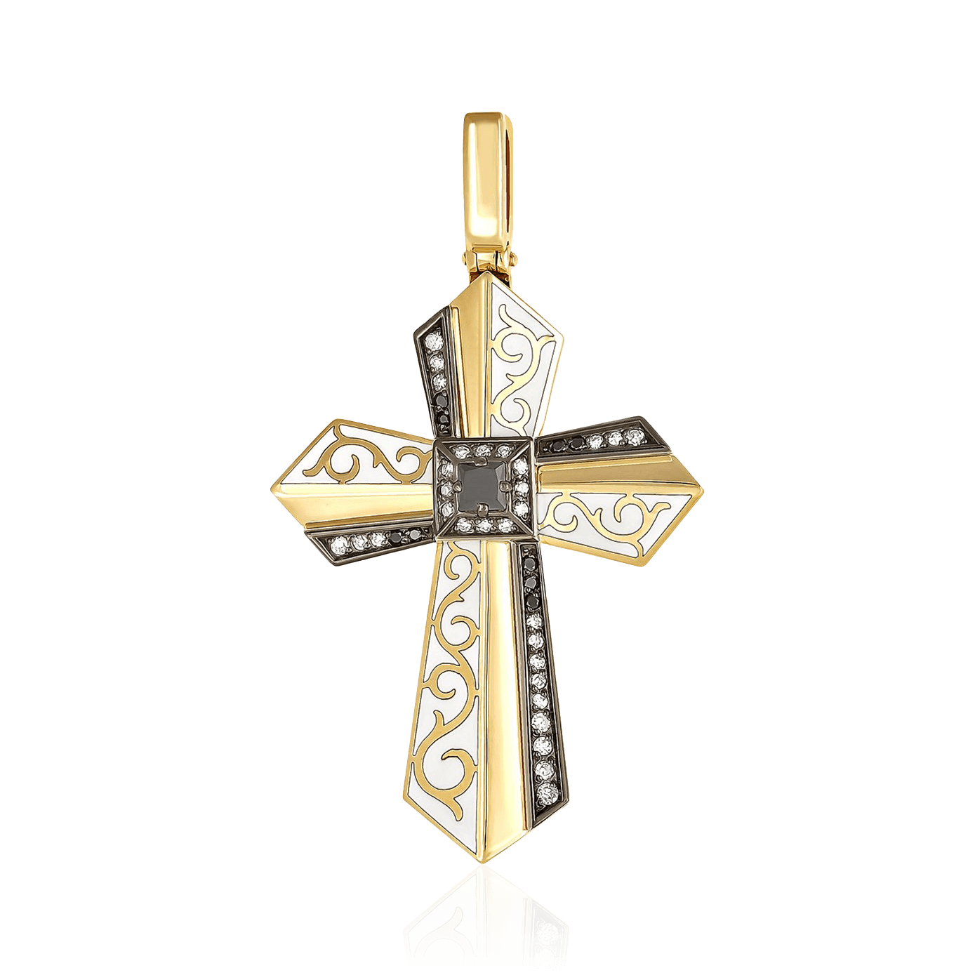 Крест с бриллиантами из желтого золота 585 пробы (арт. 95760)