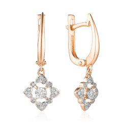 Серьги с бриллиантами из красного золота 585 пробы (арт. 57538)