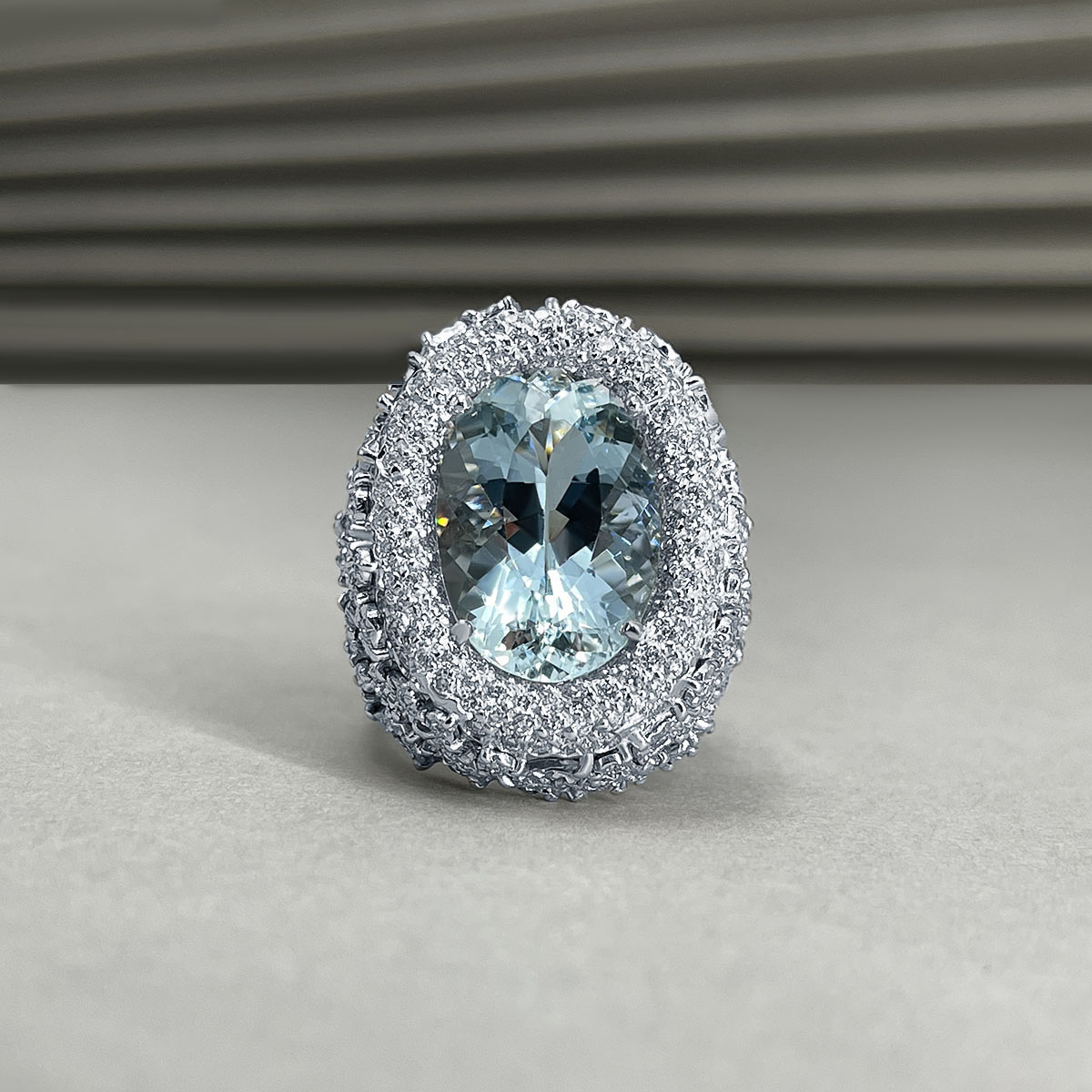 Кольцо BRUMANI с бриллиантами, аквамарином из белого золота 750 пробы, фото № 2